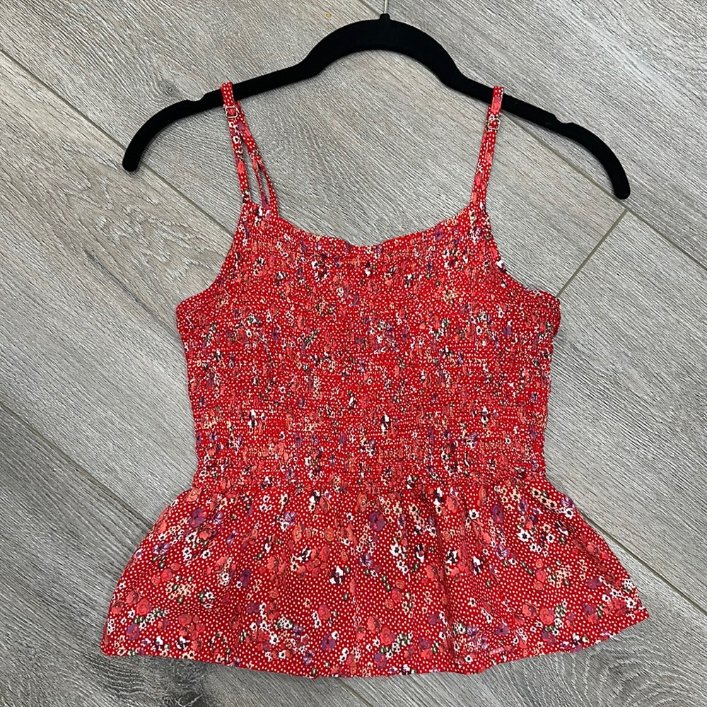 Red floral crop top
